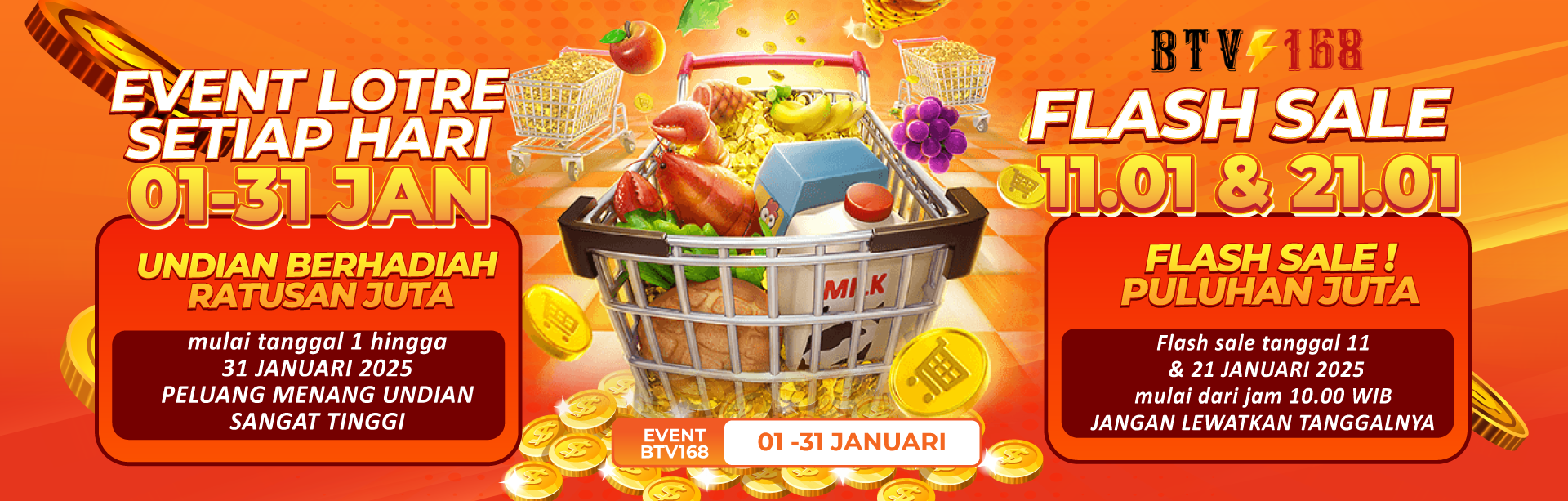 EVENT BAGI HOKI BTV168 – TIKET LOTRE PERIODE 1-31 JANUARI 2025