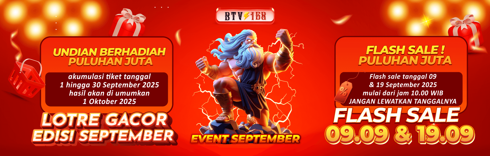 EVENT BAGI HOKI BTV168 – TIKET LOTRE PERIODE 1-30 SEPTEMBER 2025
