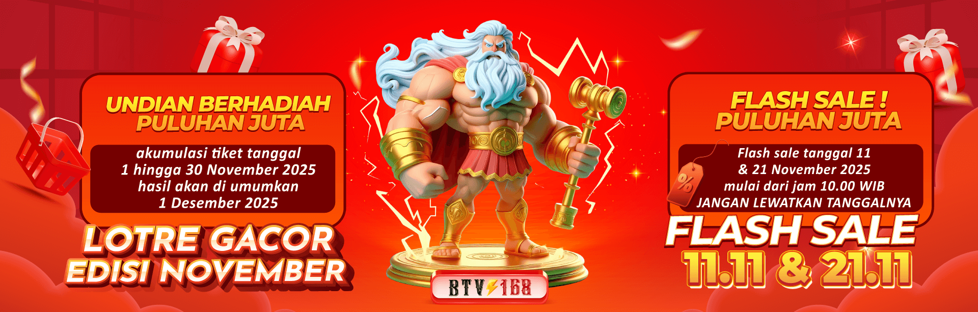 EVENT BAGI HOKI BTV168 – TIKET LOTRE PERIODE 1-30 NOVEMBER 2025